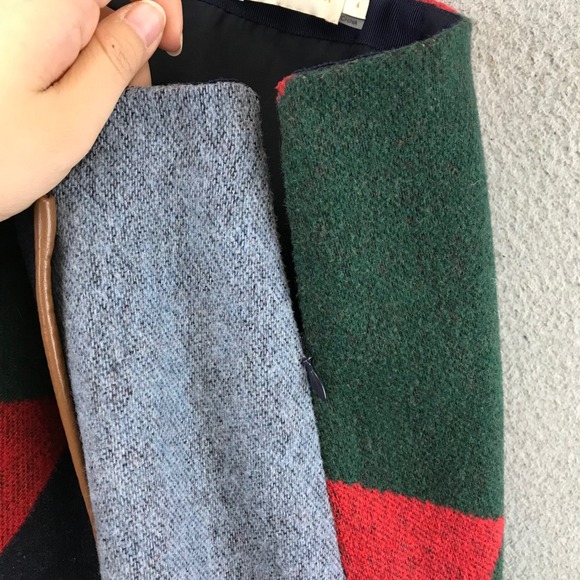 Tory Burch Geometric Wrap Skirt Red Green Blue Leather Trim Size 4 - Picture 4 of 10